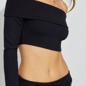 Garage Off Shoulder Long Sleeve Crop Top